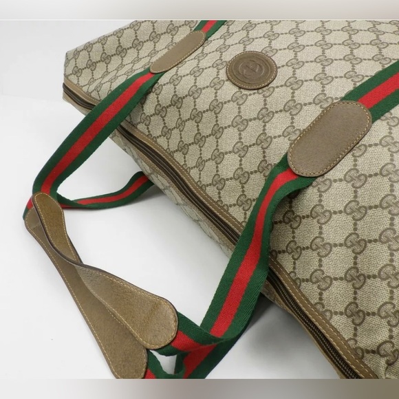 Gucci Beige GG Supreme Travel Tote with Green and Red Webbing - Picture 2 of 10